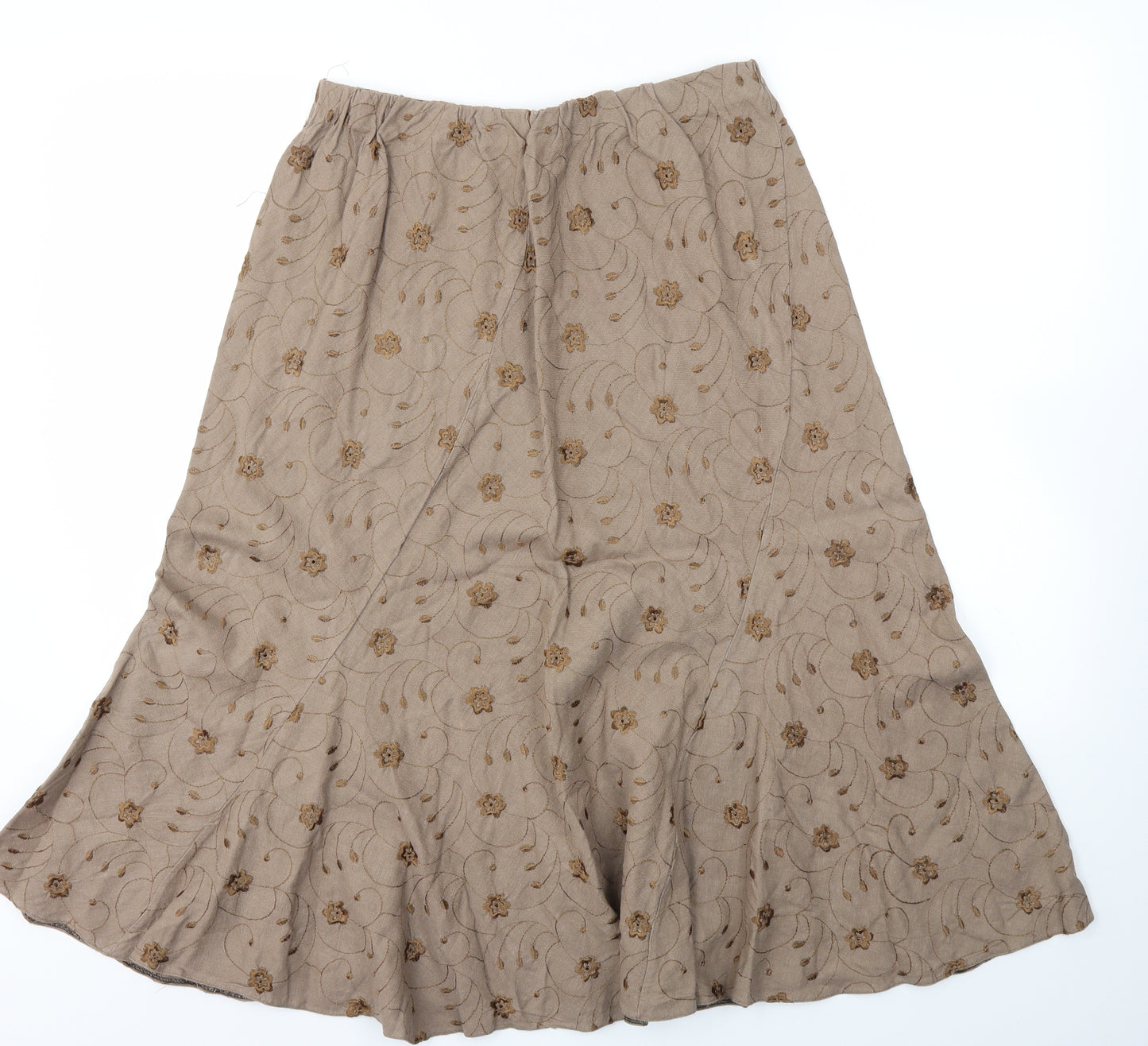 Preworn Womens Brown Floral  Flare Skirt Size 16  - stretch waistband