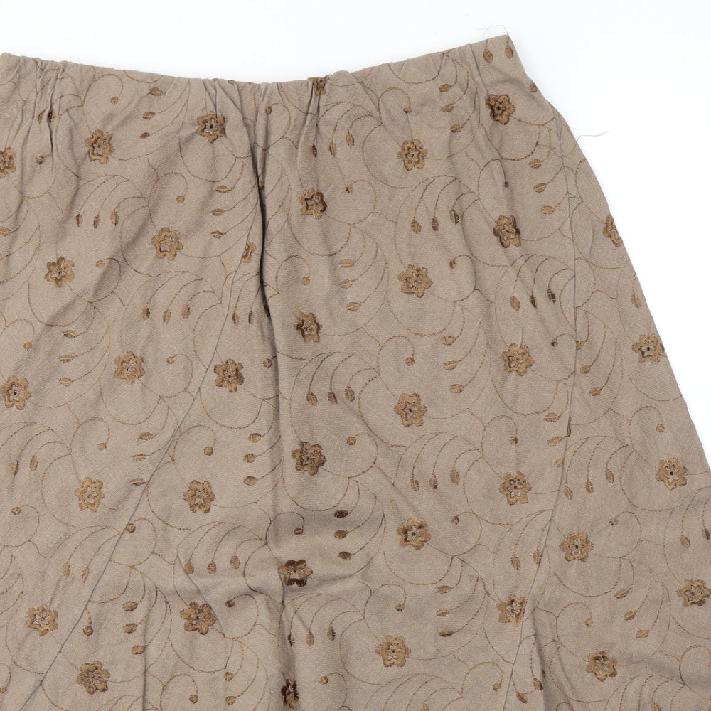 Preworn Womens Brown Floral  Flare Skirt Size 16  - stretch waistband