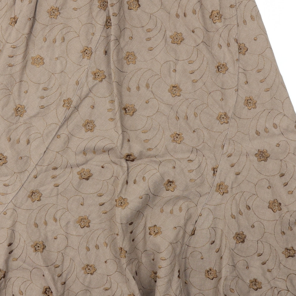 Preworn Womens Brown Floral  Flare Skirt Size 16  - stretch waistband