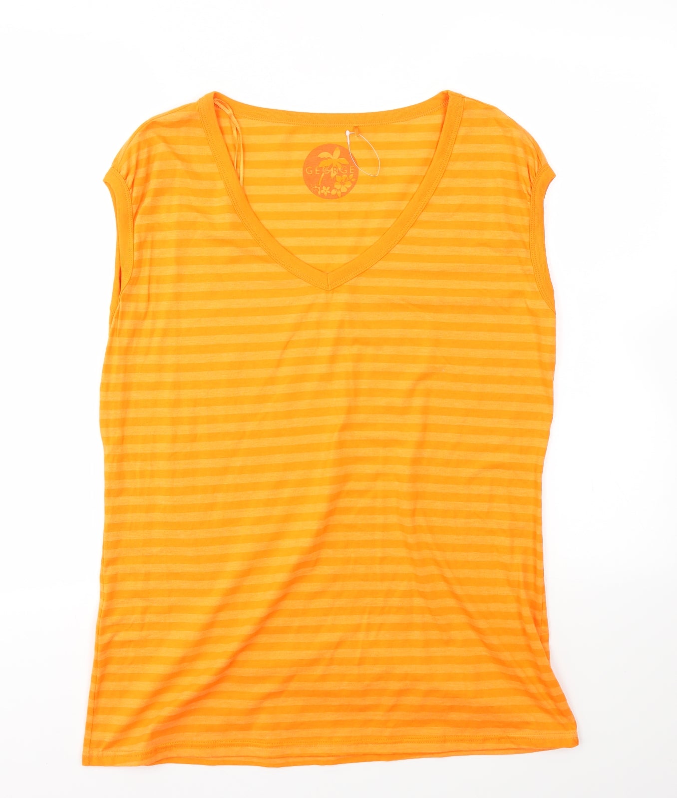 George Womens Orange Striped  Basic T-Shirt Size 18