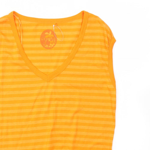 George Womens Orange Striped  Basic T-Shirt Size 18