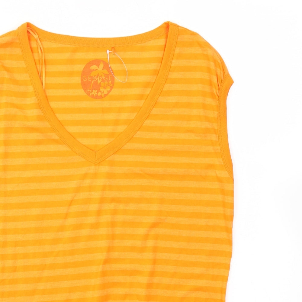 George Womens Orange Striped  Basic T-Shirt Size 18