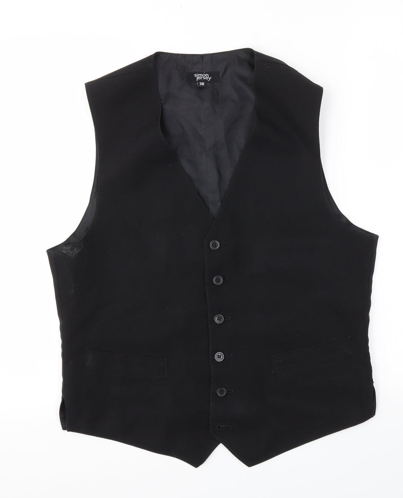 simon jersey Mens Black   Jacket Suit Waistcoat Size 38