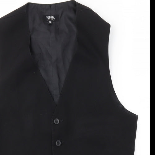 simon jersey Mens Black   Jacket Suit Waistcoat Size 38