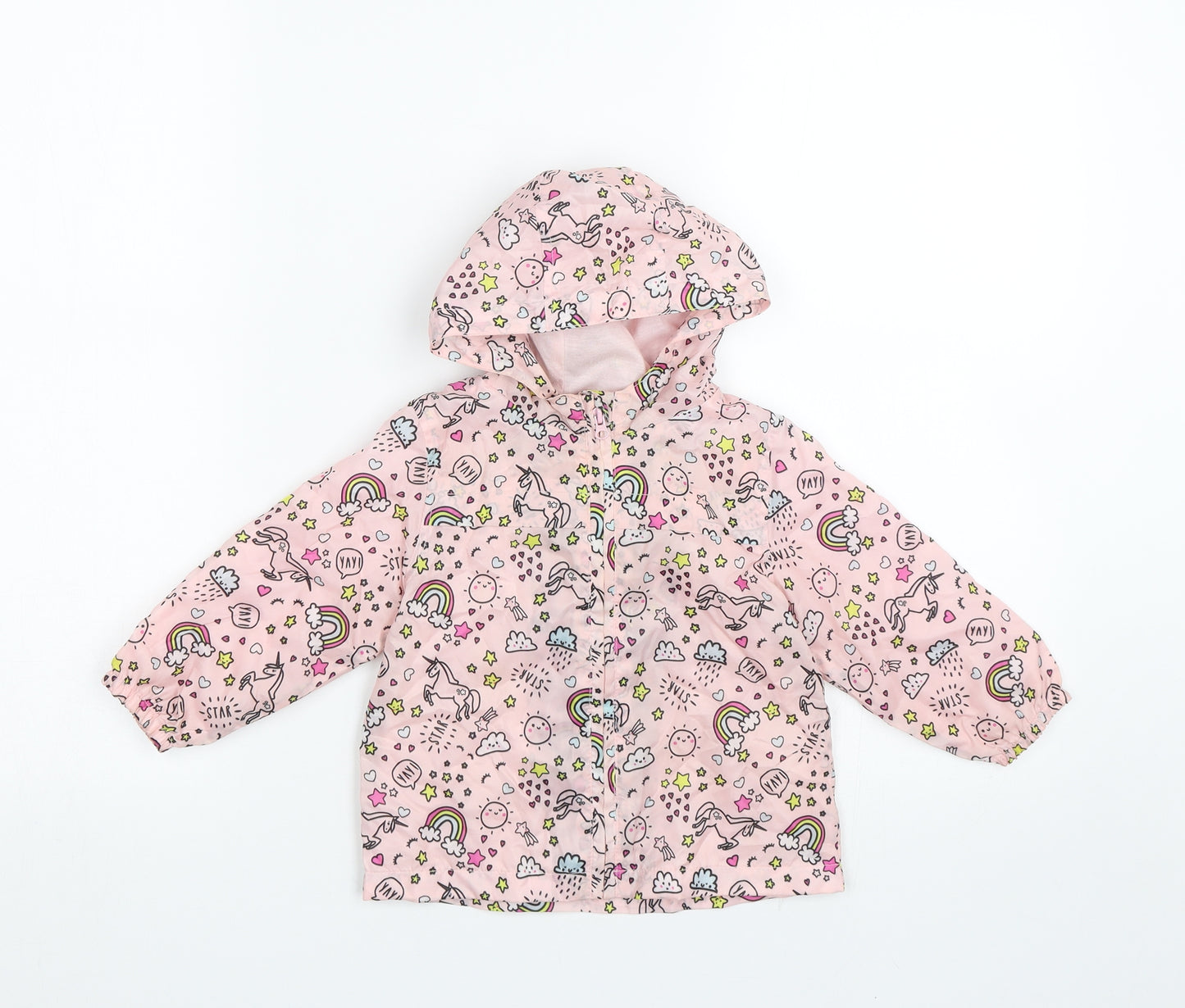 Primark Girls Pink Polka Dot  Rain Coat Coat Size 9-12 Months  - rainbows