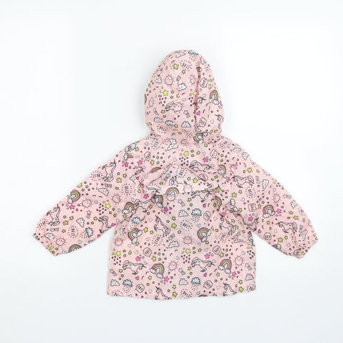 Primark Girls Pink Polka Dot  Rain Coat Coat Size 9-12 Months  - rainbows