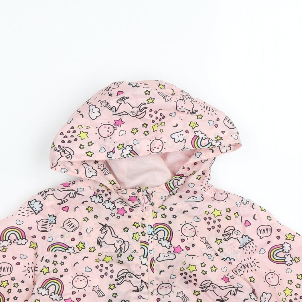 Primark Girls Pink Polka Dot  Rain Coat Coat Size 9-12 Months  - rainbows