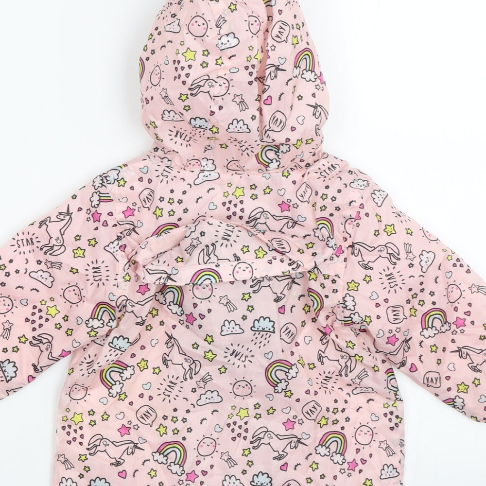 Primark Girls Pink Polka Dot  Rain Coat Coat Size 9-12 Months  - rainbows