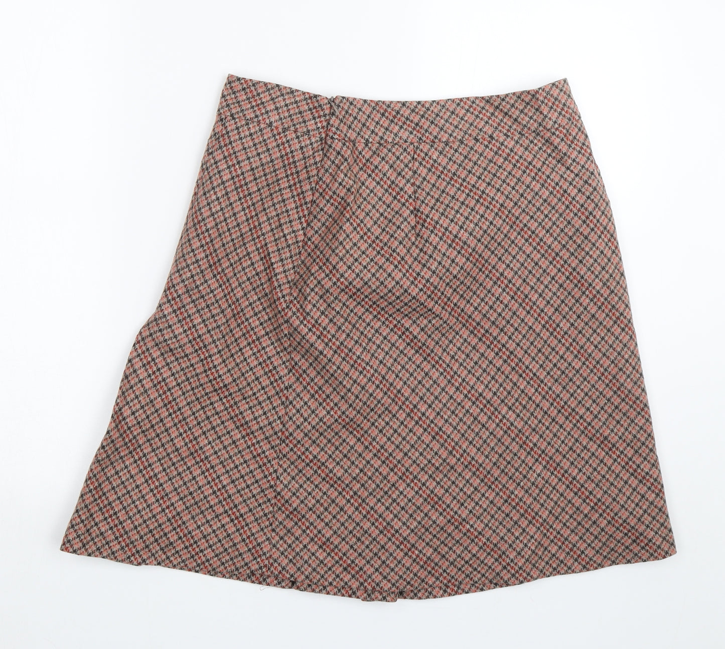 M&S Womens Red Houndstooth  Flare Skirt Size 10