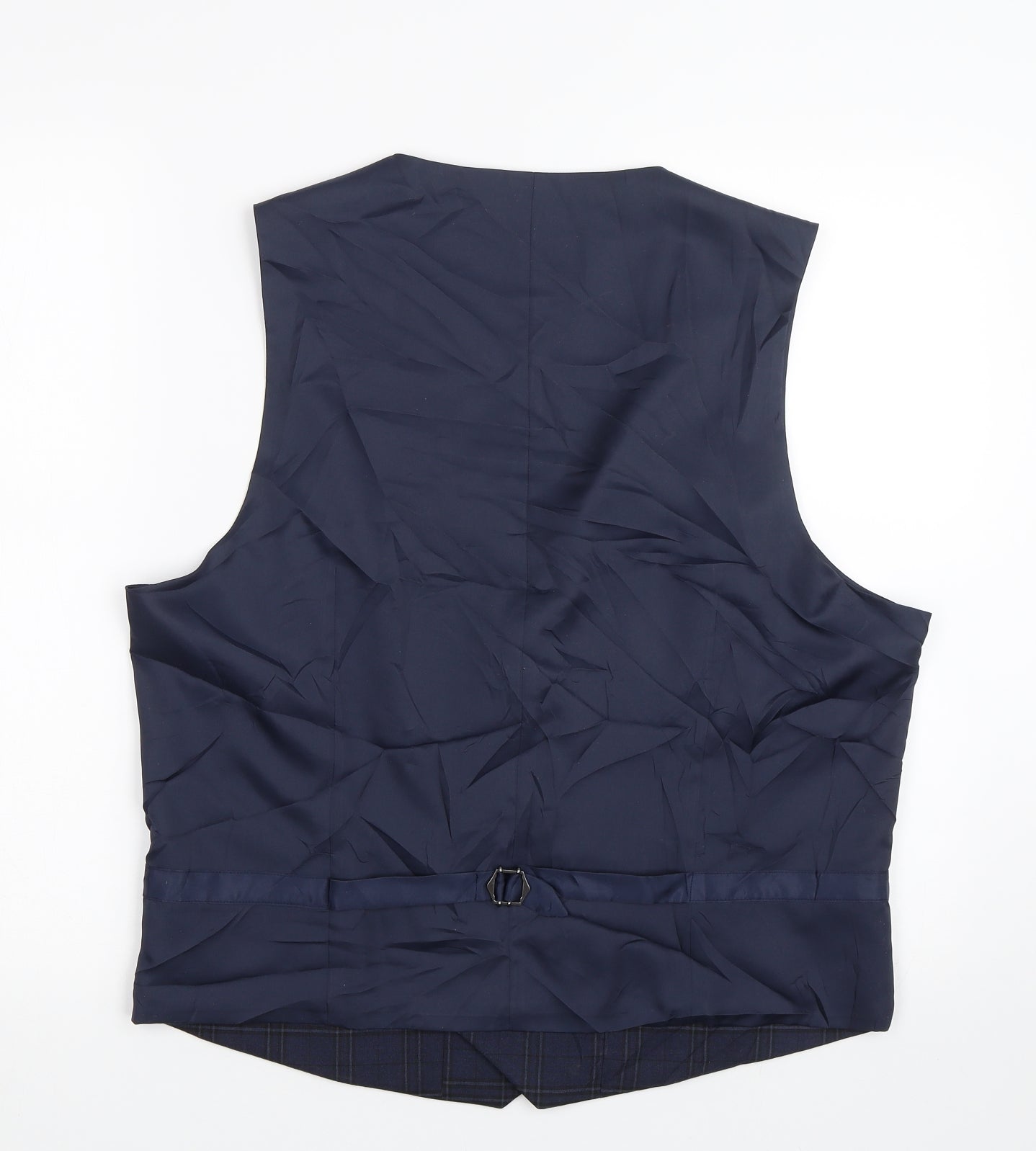 M&S Mens Blue Check  Jacket Suit Waistcoat Size L