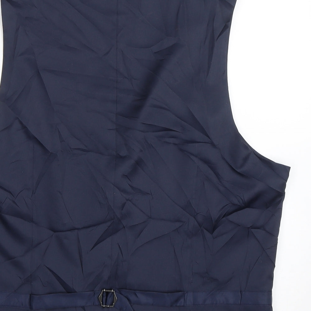 M&S Mens Blue Check  Jacket Suit Waistcoat Size L