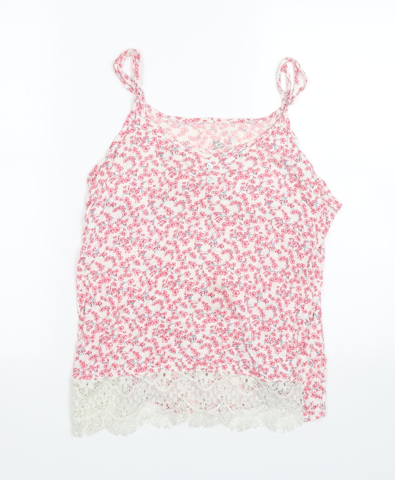 love to lounge Womens White Floral  Top Pyjama Top Size L