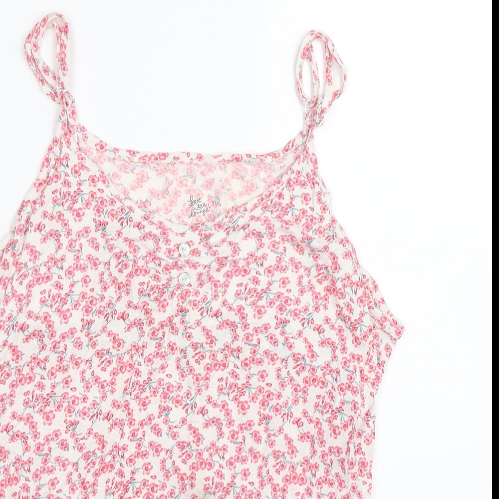 love to lounge Womens White Floral  Top Pyjama Top Size L