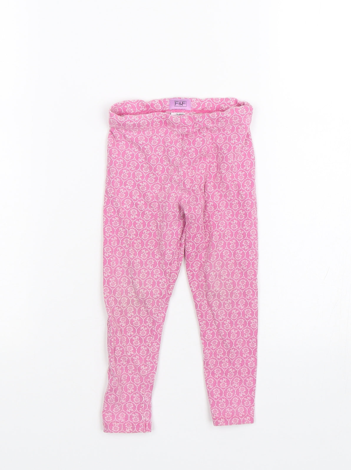 F&F Girls Pink Floral  Jegging Trousers Size 2-3 Years - Leggings