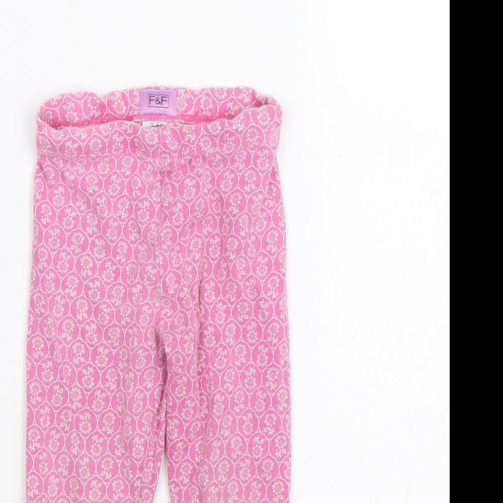 F&F Girls Pink Floral  Jegging Trousers Size 2-3 Years - Leggings