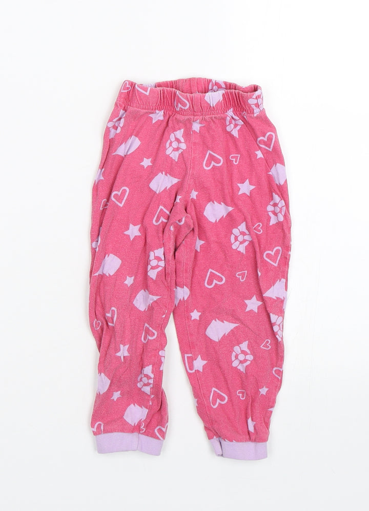 Preworn Girls Pink Polka Dot Cami Pyjama Pants Size 2-3 Years