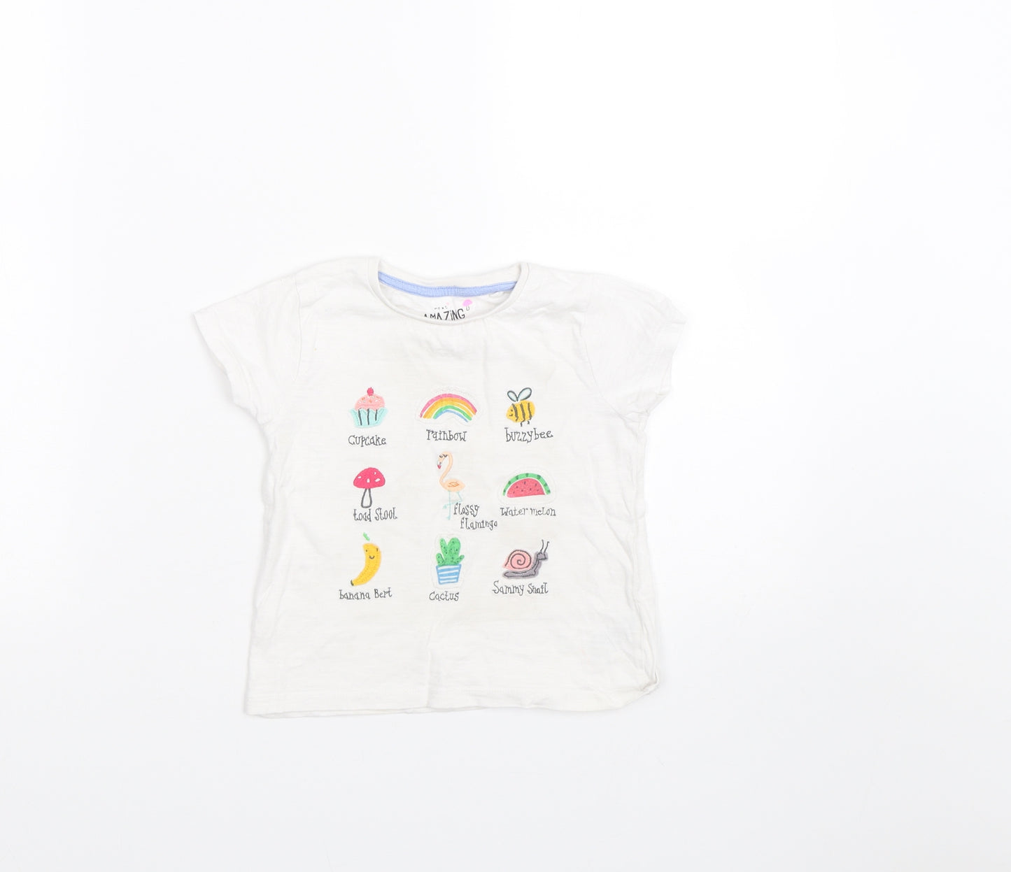 NEXT Girls White   Basic T-Shirt Size 2-3 Years  - Animals