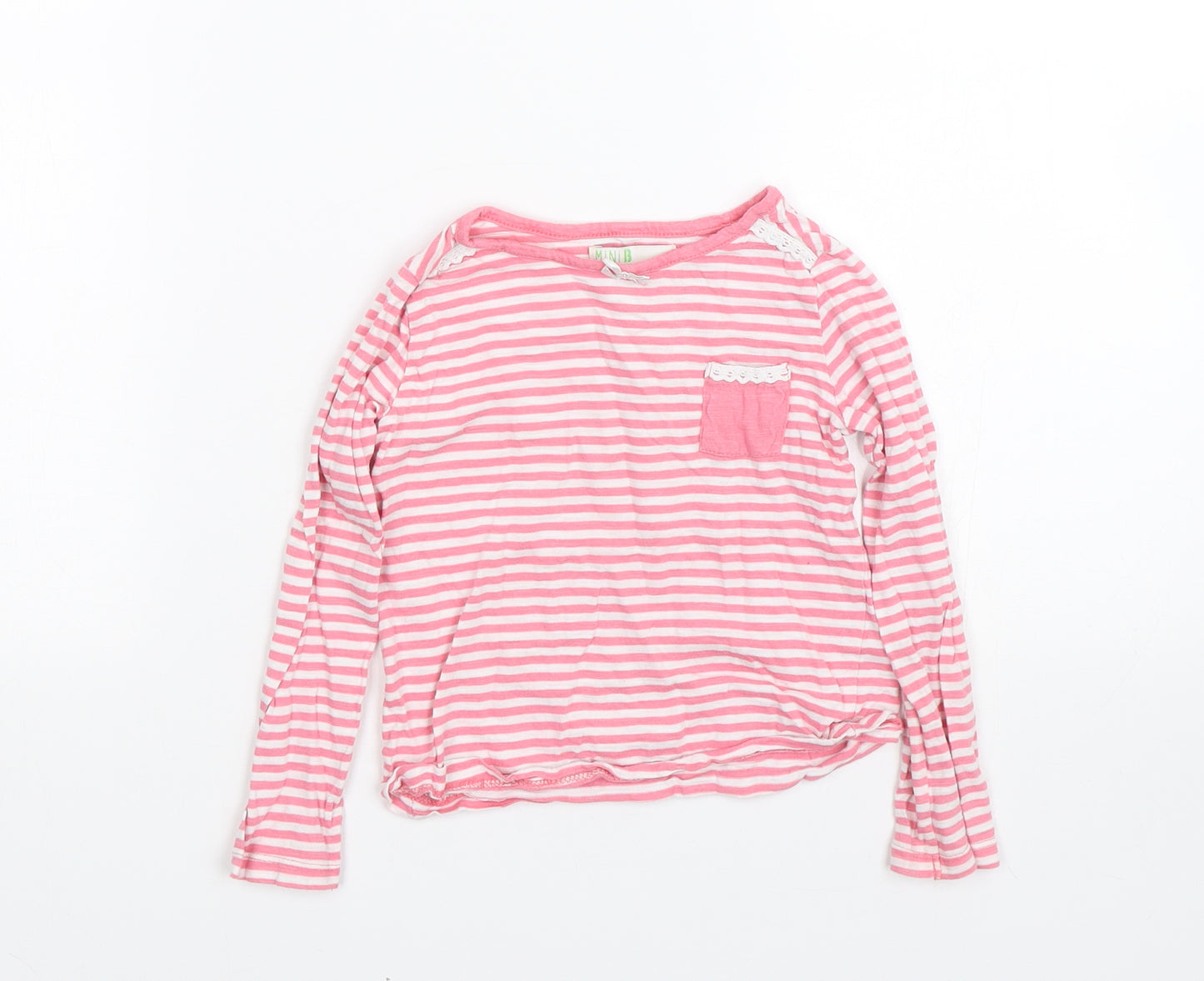 Mini b Girls Pink Striped  Basic T-Shirt Size 2-3 Years