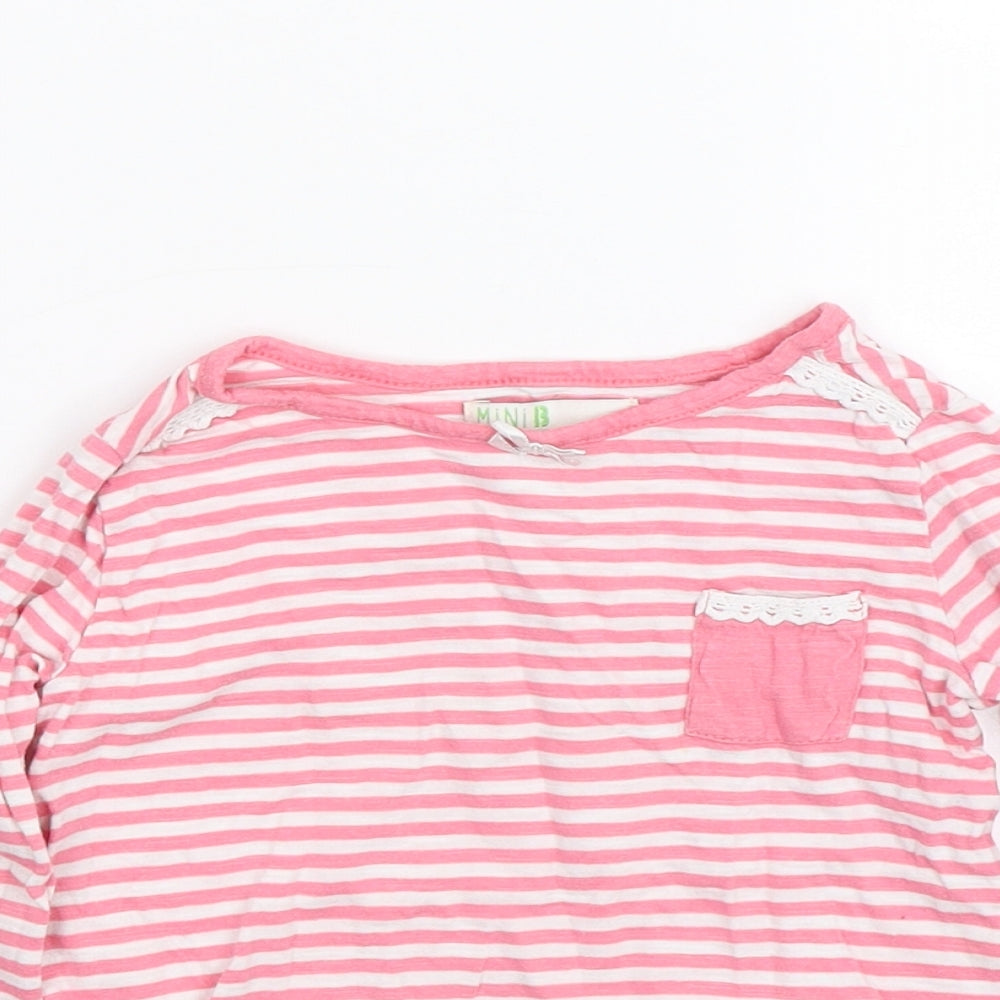 Mini b Girls Pink Striped  Basic T-Shirt Size 2-3 Years