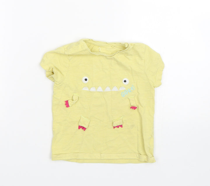 NEXT Girls Yellow   Basic T-Shirt Size 2-3 Years  - Monster