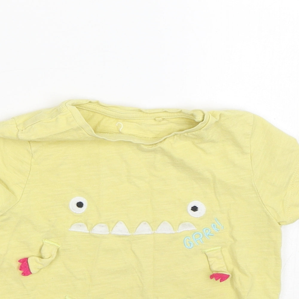 NEXT Girls Yellow   Basic T-Shirt Size 2-3 Years  - Monster