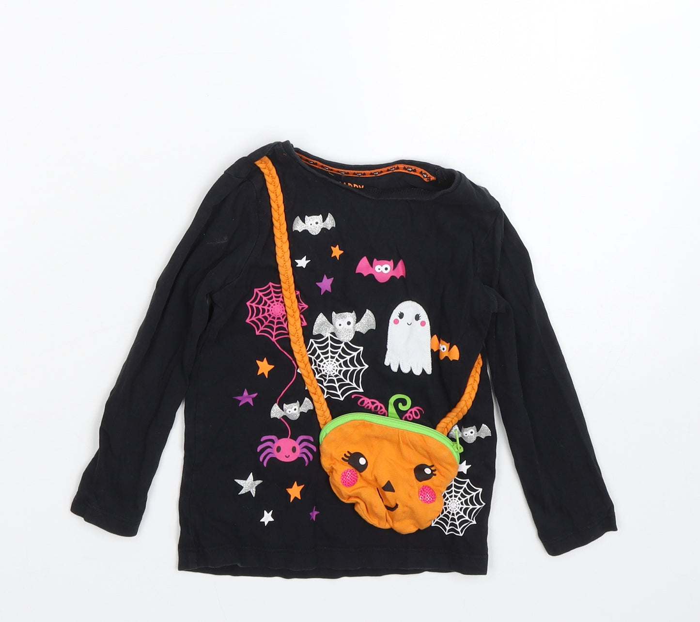 F&F Girls Black   Basic T-Shirt Size 2-3 Years  - Halloween