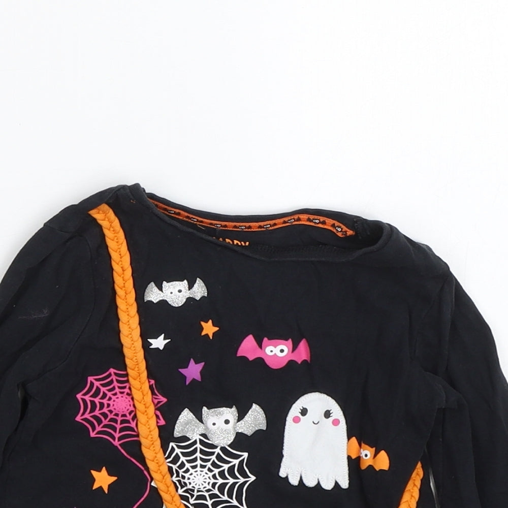 F&F Girls Black   Basic T-Shirt Size 2-3 Years  - Halloween