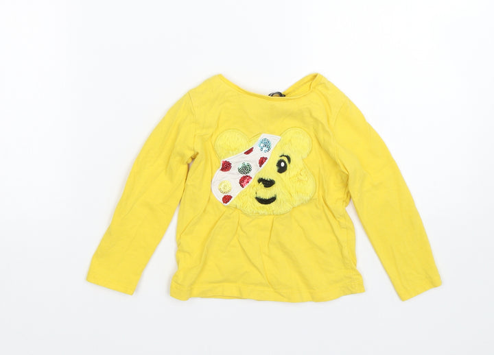 George Baby Yellow Basic T-Shirt Size 18-24 Months - Pudsey Bear
