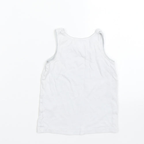 M&S Girls White   Basic Tank Size 3-4 Years  - Birds