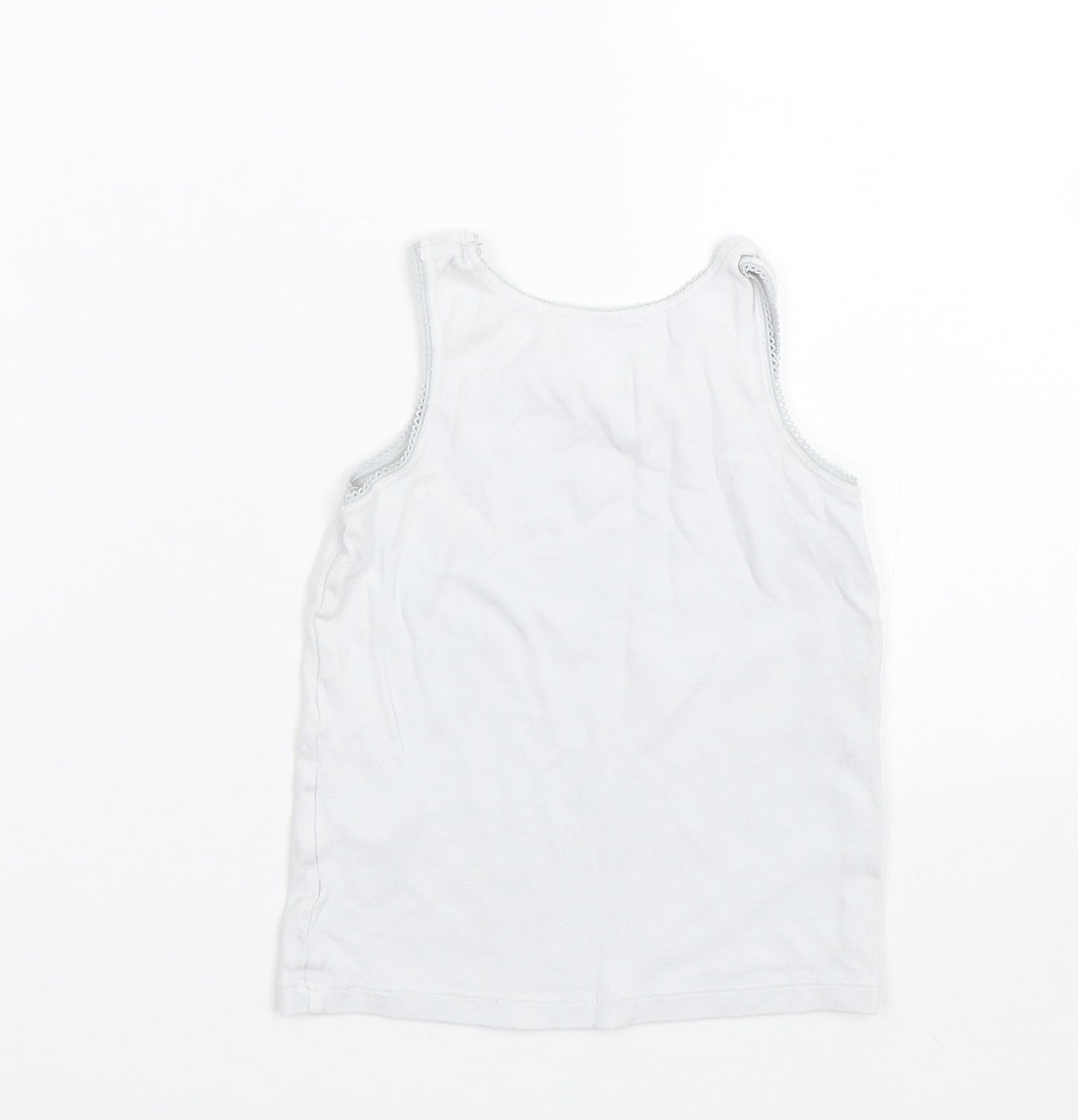 M&S Girls White   Basic Tank Size 3-4 Years  - Birds