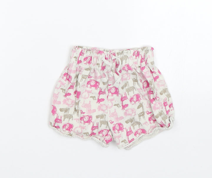 TU Girls White Animal Print Capri Sleep Shorts Size 2-3 Years - Animals