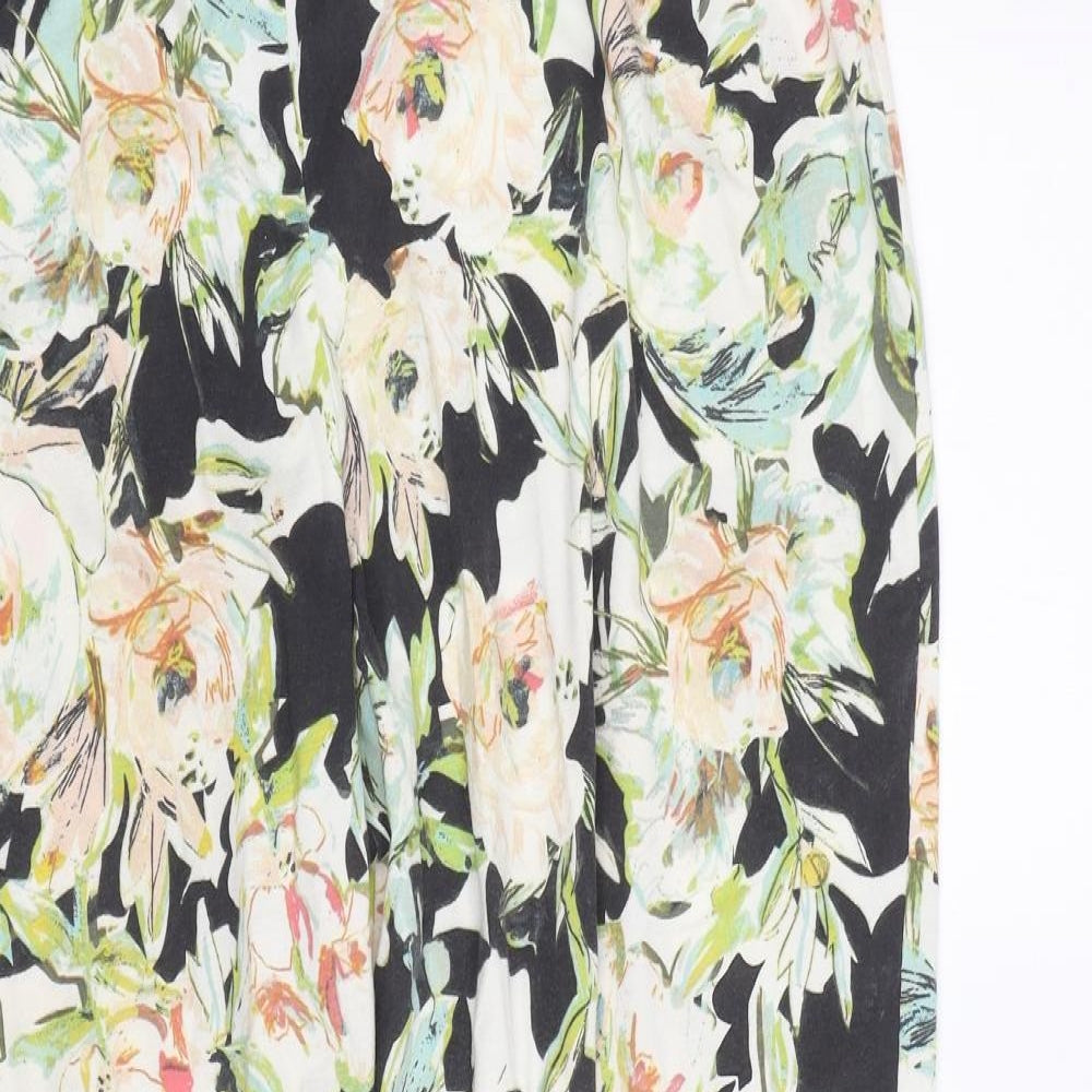 M&S Womens Black Floral  Capri Trousers Size 18 L27 in