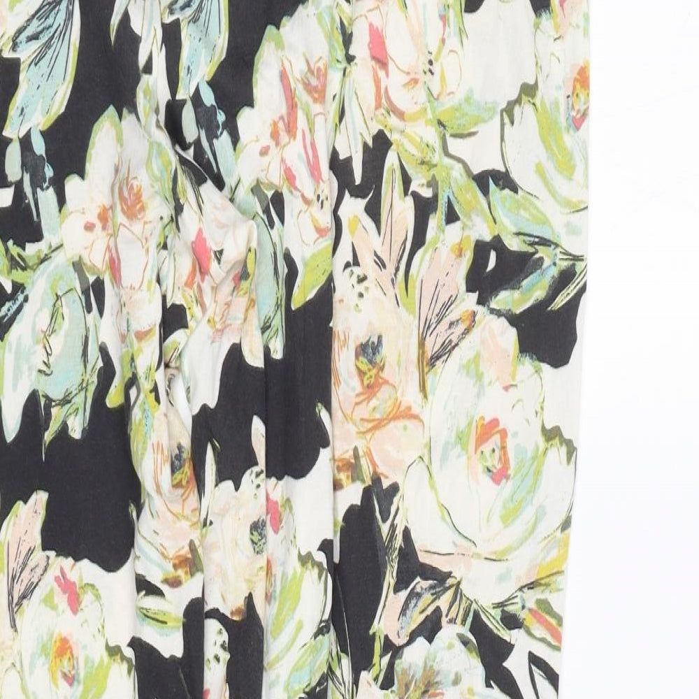 M&S Womens Black Floral  Capri Trousers Size 18 L27 in