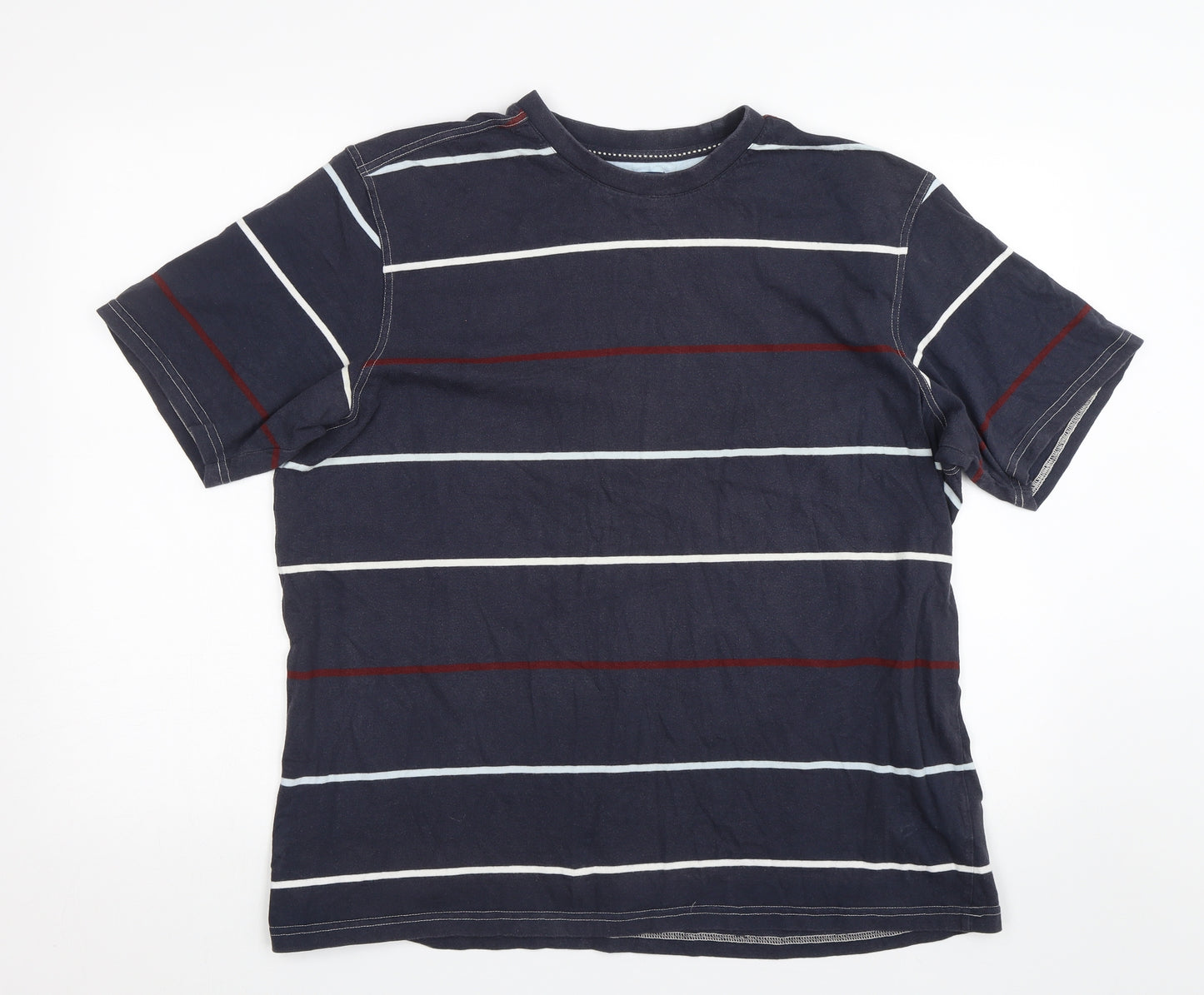 BHS Mens Blue Striped   T-Shirt Size L