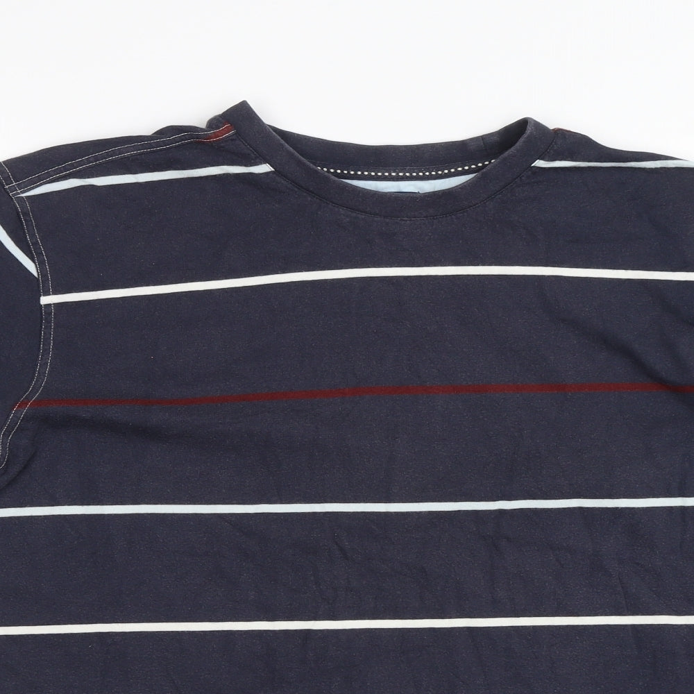 BHS Mens Blue Striped   T-Shirt Size L
