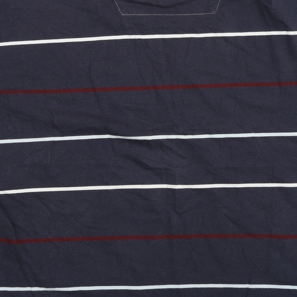 BHS Mens Blue Striped   T-Shirt Size L