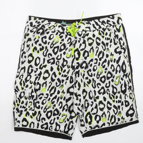 Topman Mens White Animal Print  Sweat Shorts Size M