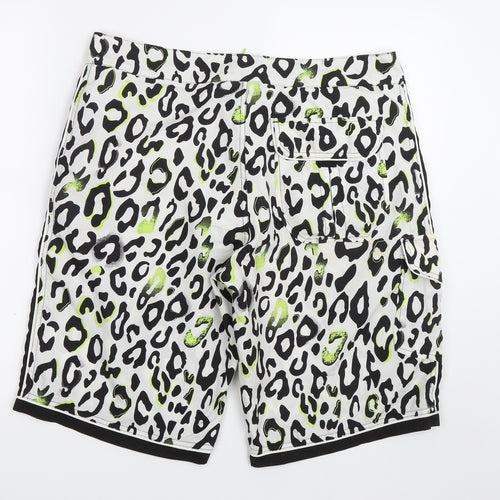 Topman Mens White Animal Print  Sweat Shorts Size M