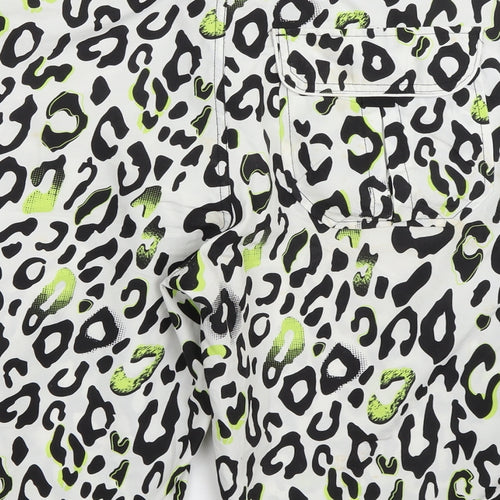 Topman Mens White Animal Print  Sweat Shorts Size M