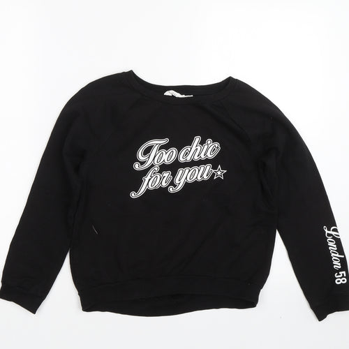 H&M Girls Black   Pullover Sweatshirt Size 10-11 Years