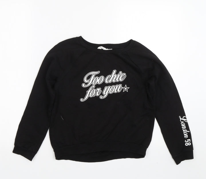 H&M Girls Black Pullover Sweatshirt Size 10-11 Years