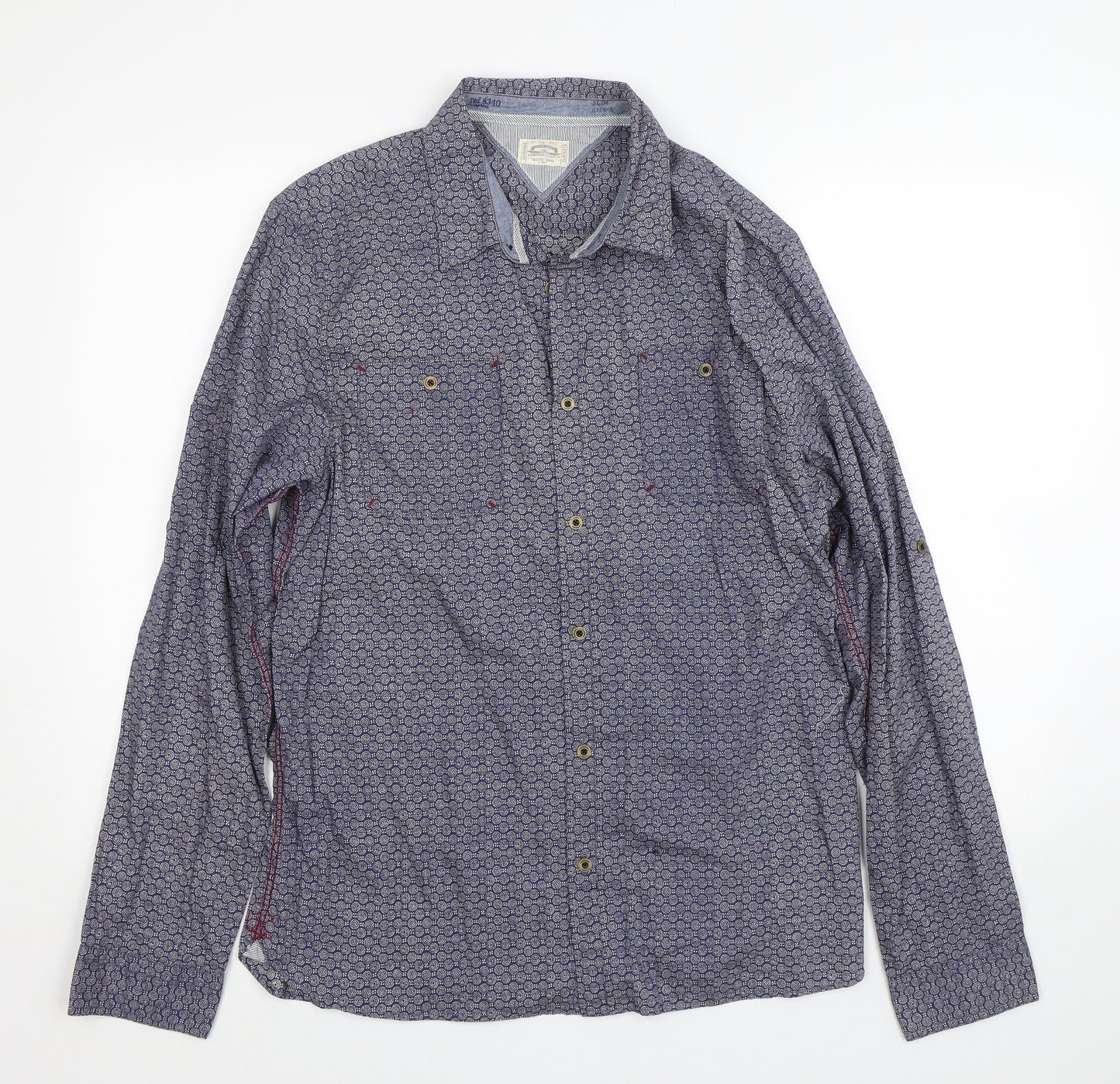 whitestuff Mens Blue Polka Dot   Button-Up Size L