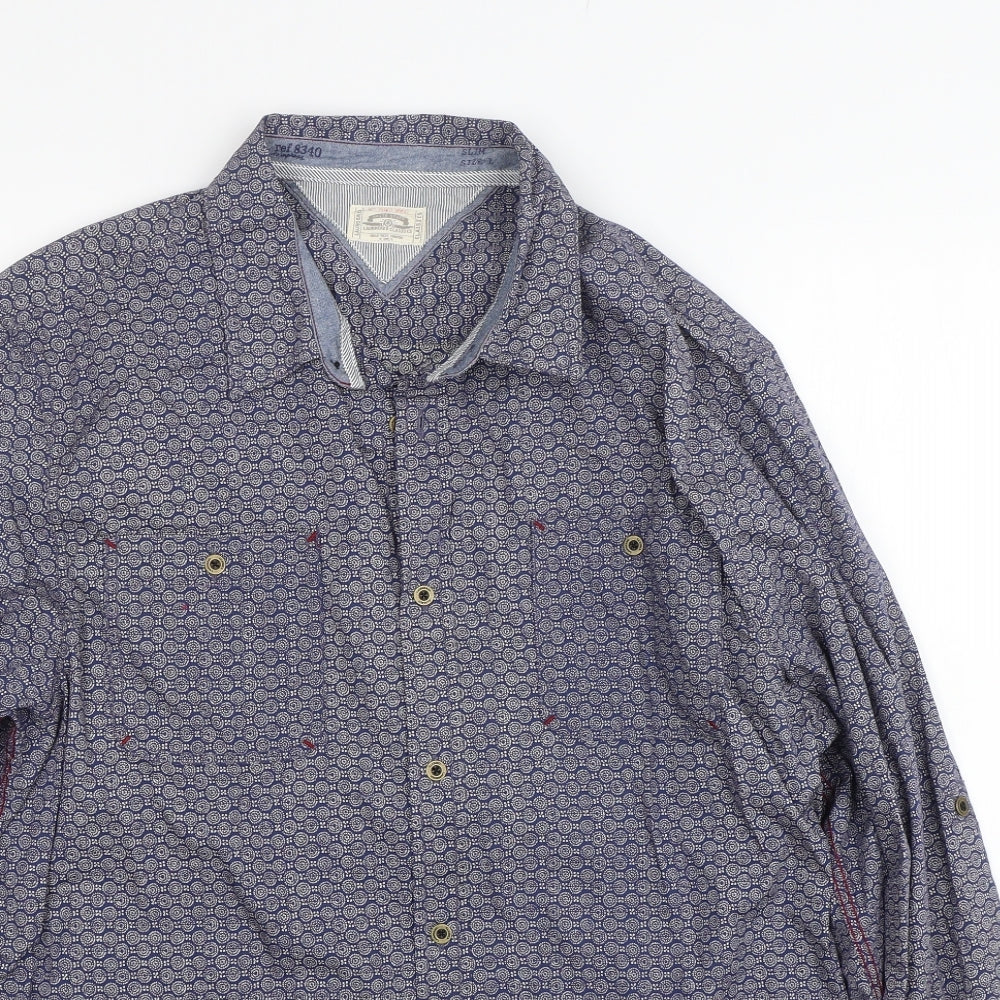 whitestuff Mens Blue Polka Dot   Button-Up Size L
