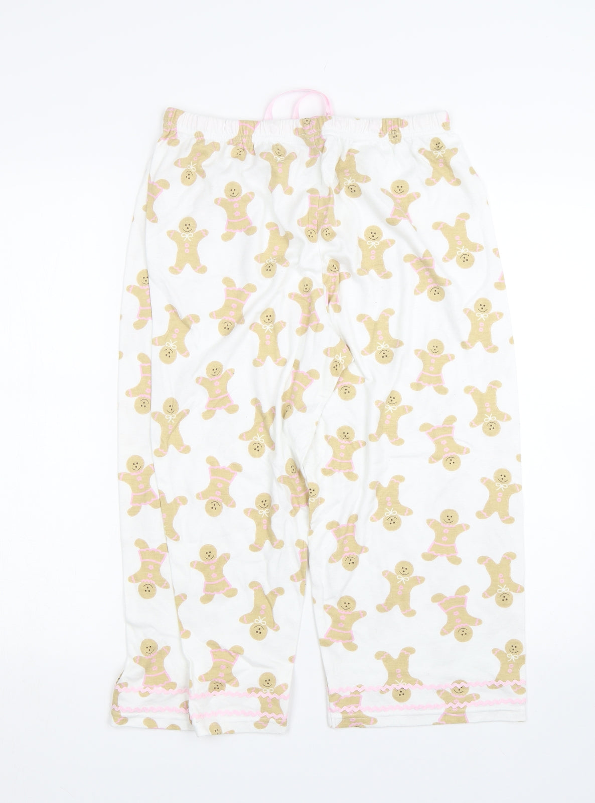 Preworn Womens White   Capri Pyjama Pants Size 12  - Gingerbread Man