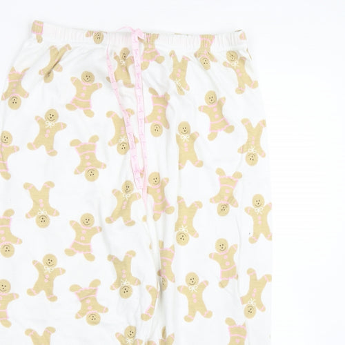 Preworn Womens White   Capri Pyjama Pants Size 12  - Gingerbread Man