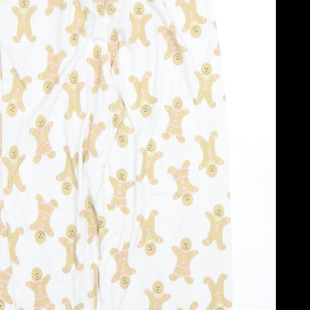 Preworn Womens White   Capri Pyjama Pants Size 12  - Gingerbread Man