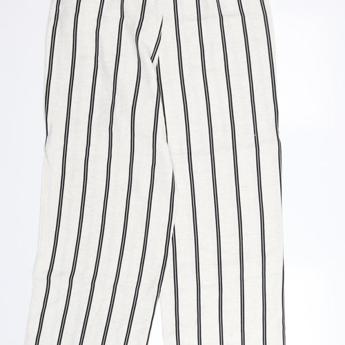 NEXT Womens White Striped  Trousers  Size 14 L29 in