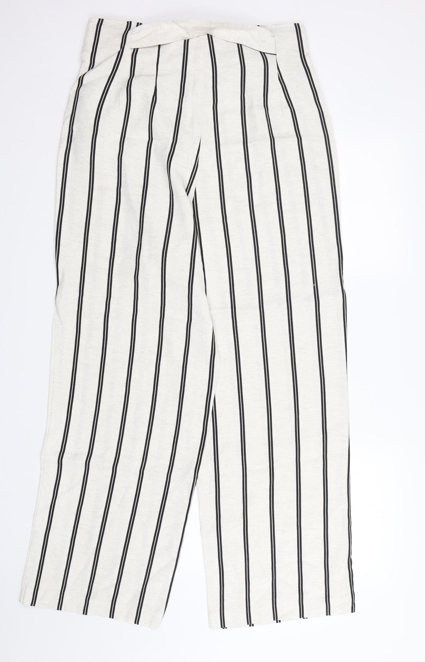 NEXT Womens White Striped  Trousers  Size 14 L29 in