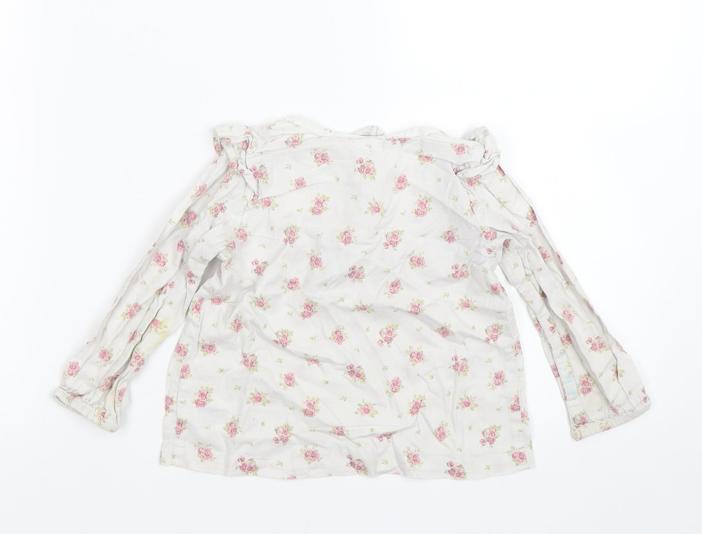 H&M Girls White Floral  Basic T-Shirt Size 12-18 Months