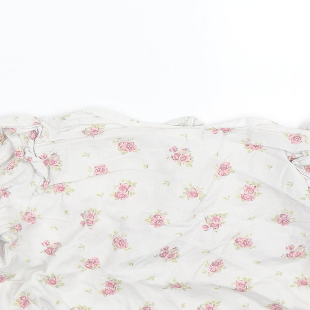 H&M Girls White Floral  Basic T-Shirt Size 12-18 Months